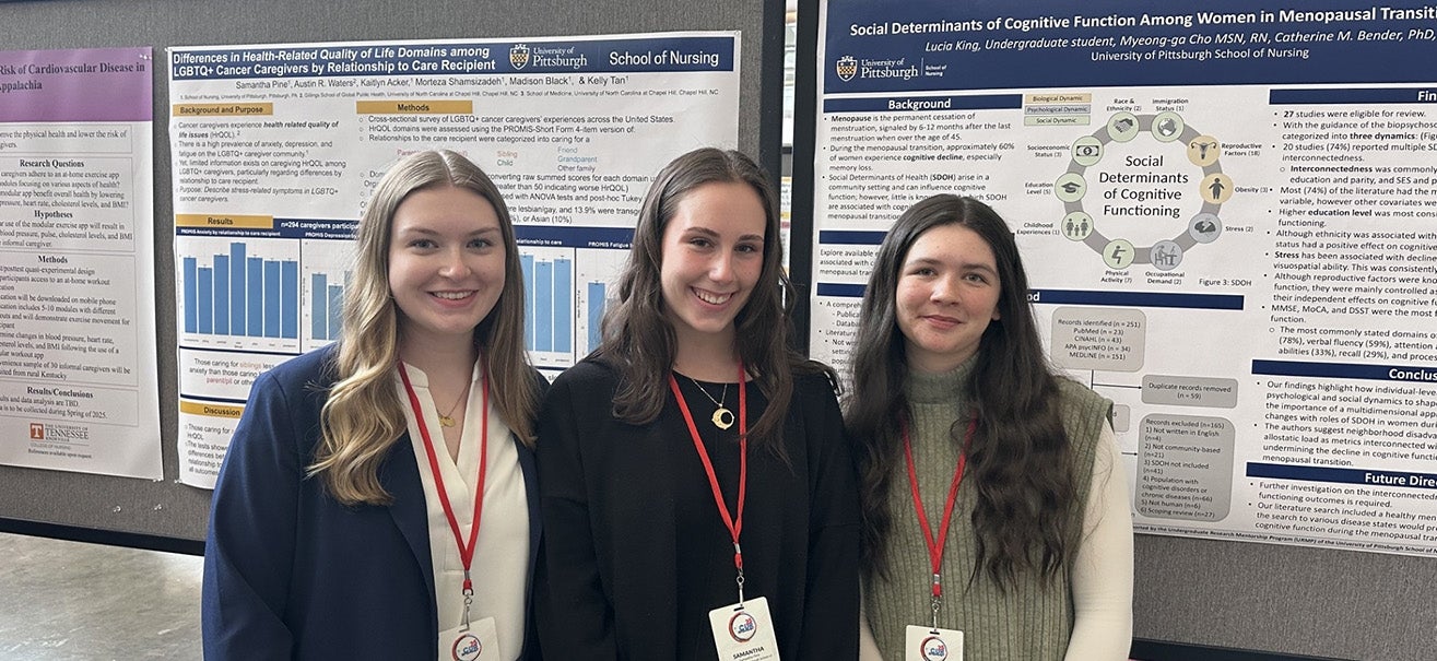 Pitt Nursing students standing in front of NCUR research posters
